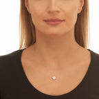 Cushion shape 0.25ct cluster diamond pendant in 18K white gold