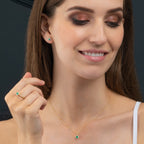 Emerald Ring 0.32ct Round Emerald & 0.09ct Diamonds 9K Yellow Gold