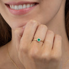 Emerald Ring 0.32ct Round Emerald & 0.09ct Diamonds 9K Yellow Gold
