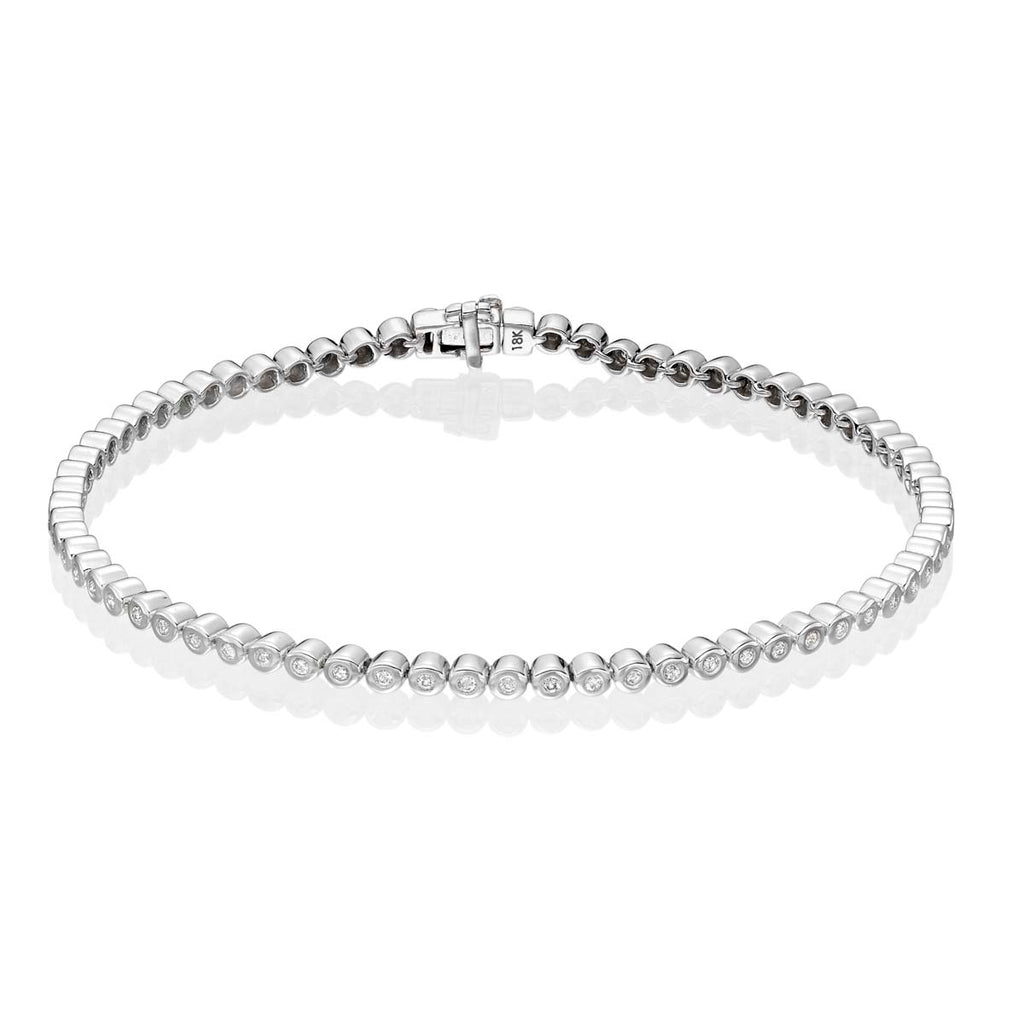 Bezel Set 0.50ct diamond tennis bracelet in 18K white gold