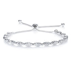 Ladies Sterling Silver Bracelet with Diamond Cut Beads