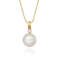 Pearl Pendant Necklace With 0.05ct Diamond 18K Yellow Gold