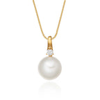 Pearl Pendant Necklace With 0.05ct Diamond 18K Yellow Gold