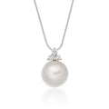 Pearl Pendant Necklace With 0.08ct Diamond 9K White Gold