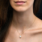 Pearl Pendant Necklace With 0.08ct Diamond 18K Yellow Gold