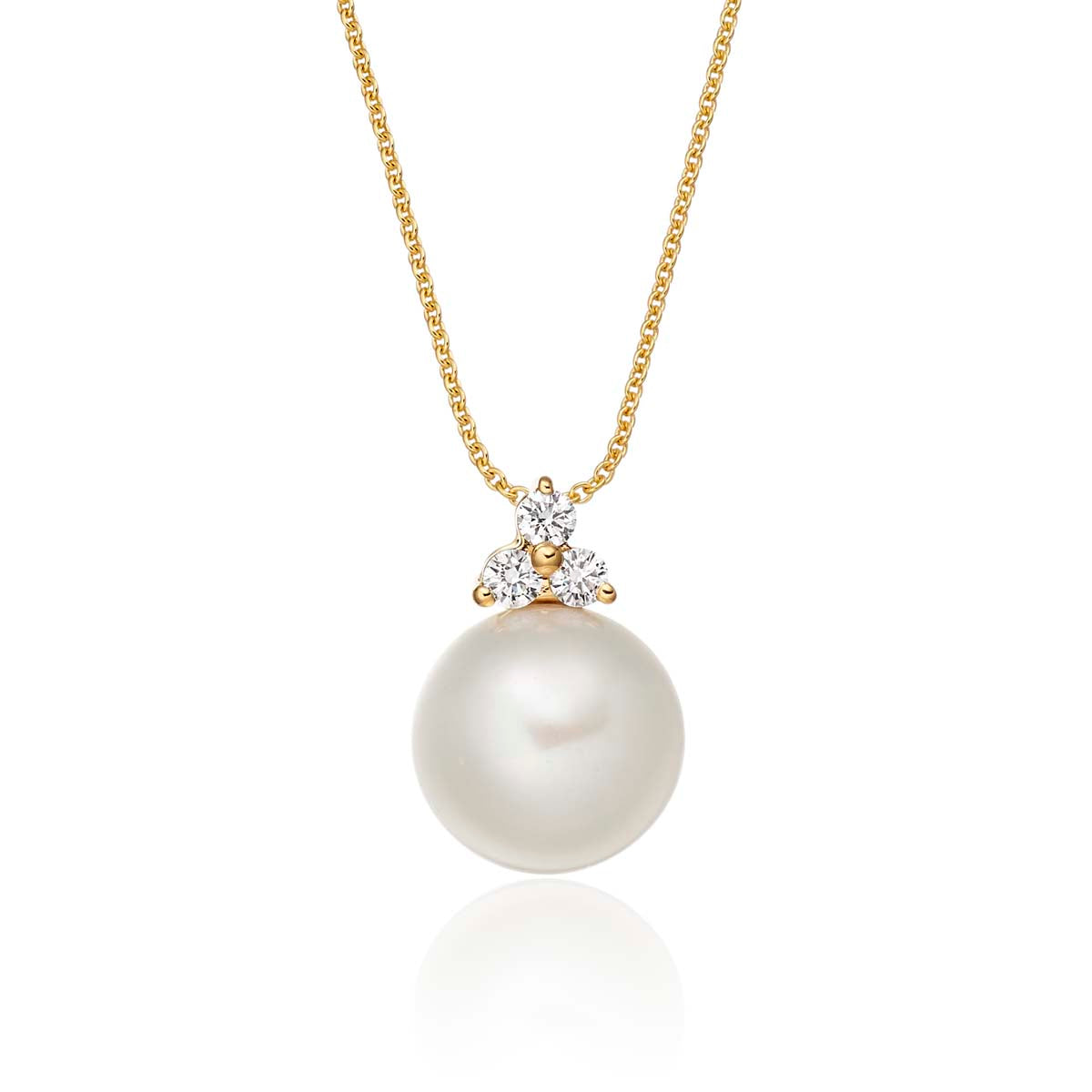 Pearl Pendant Necklace With 0.08ct Diamond 18K Yellow Gold