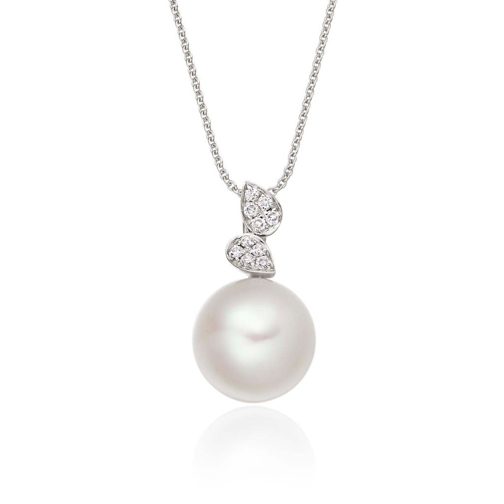 Pearl Pendant With 0.05ct Diamond 9K White Gold 