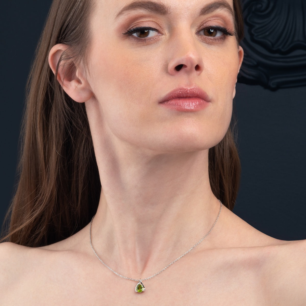 Teardrop Peridot Pendant Necklace in Sterling Silver