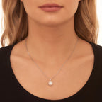Pearl Pendant Necklace With 0.17ct Diamond Halo 9K White Gold