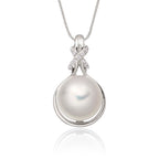 Pearl Pendant Necklace With 0.06ct Diamond 9K White Gold