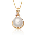 Pearl Pendant Necklace With 0.06ct Diamond 9K Yellow Gold