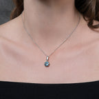 Round Blue Topaz Pendant Necklace in Sterling Silver