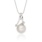 Pearl Pendant Necklace With 0.07ct Diamond 18K White Gold