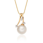 Pearl Pendant Necklace With 0.07ct Diamond 18K Yellow Gold