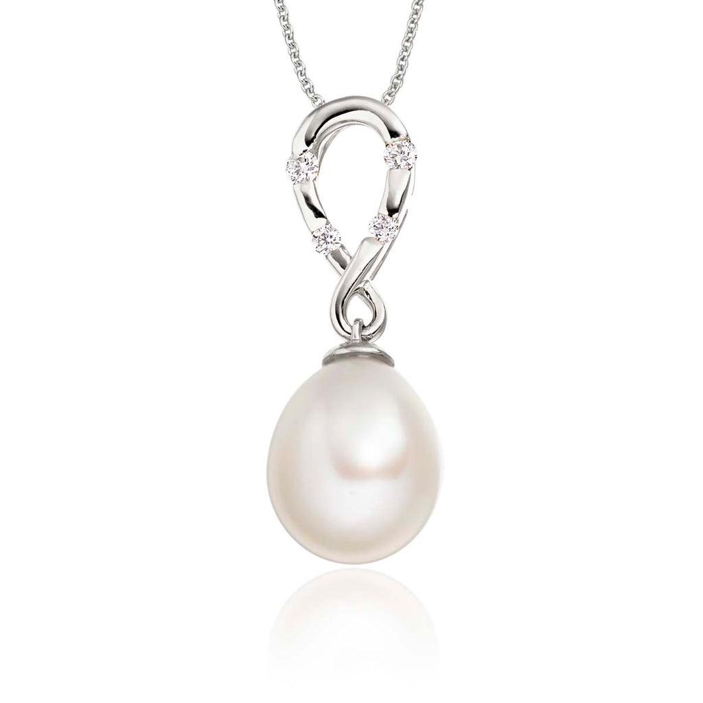 Pearl Pendant With 0.08ct Diamond 18K White Gold