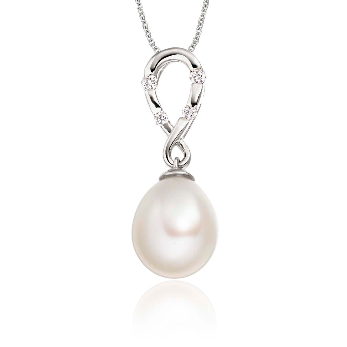 Pearl Pendant With 0.08ct Diamond 18K White Gold
