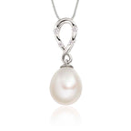 Pearl Pendant With 0.08ct Diamond 9K White Gold