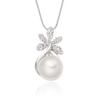 Pearl Pendant Necklace With 0.36ct Diamond 18K White Gold