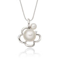 Pearl Pendant Necklace With 0.02ct Diamond 9K White Gold