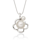 Pearl Pendant Necklace With 0.02ct Diamond 9K White Gold