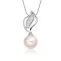 Pearl Pendant Necklace With 0.15ct Diamond 18K White Gold