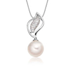 Pearl Pendant Necklace With 0.15ct Diamond 9K White Gold