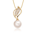 Pearl Pendant Necklace With 0.15ct Diamond 9K Yellow Gold