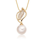 Pearl Pendant Necklace With 0.15ct Diamond 9K Yellow Gold
