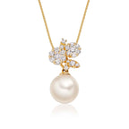Pearl Pendant Necklace With 0.29ct Diamond 18K Yellow Gold