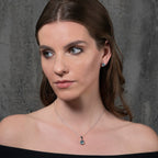 Round Blue Topaz Pendant Necklace in Sterling Silver