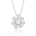 Starburst Freshwater pearl & diamond pendant in 18K white gold