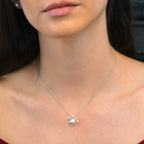Starburst Freshwater pearl & diamond pendant in 18K white gold