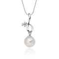Freshwater pearl drop with 0.04ct diamond pendant in 9K white gold