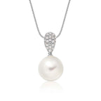 Freshwater pearl with 0.11ct diamond pendant in 18K white gold