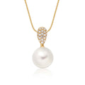 Freshwater pearl with 0.11ct diamond pendant in 18K yellow gold