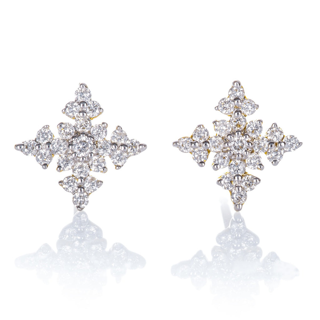 Night Star Diamond Cluster Earrings 0.33ct Studs 9K Yellow Gold