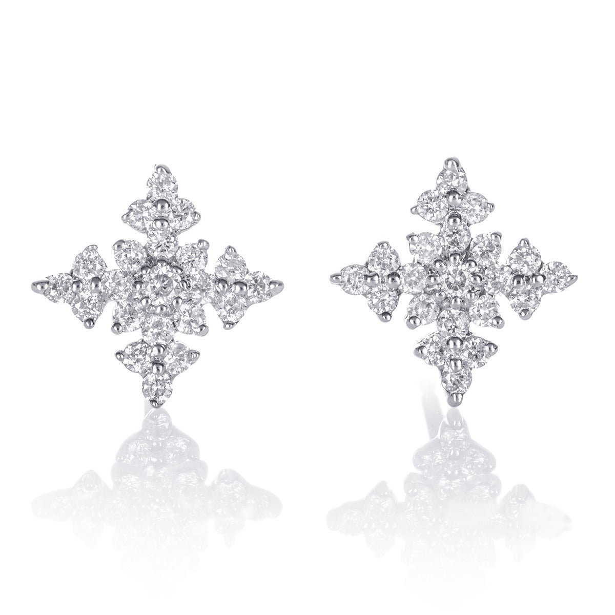 Night Star Diamond Cluster Earrings 0.33ct Studs 18K White Gold
