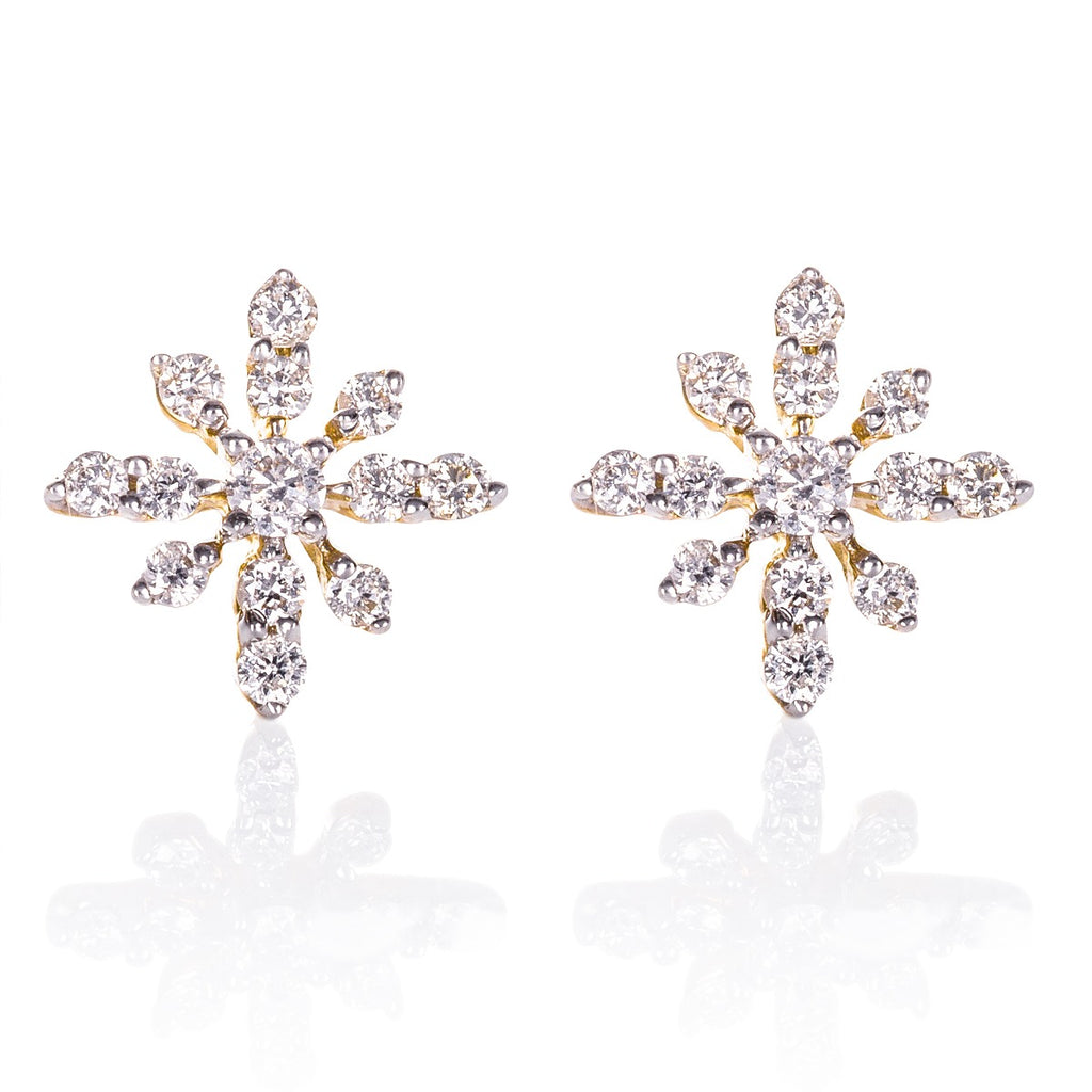 Solid yellow gold diamond stud earrings
