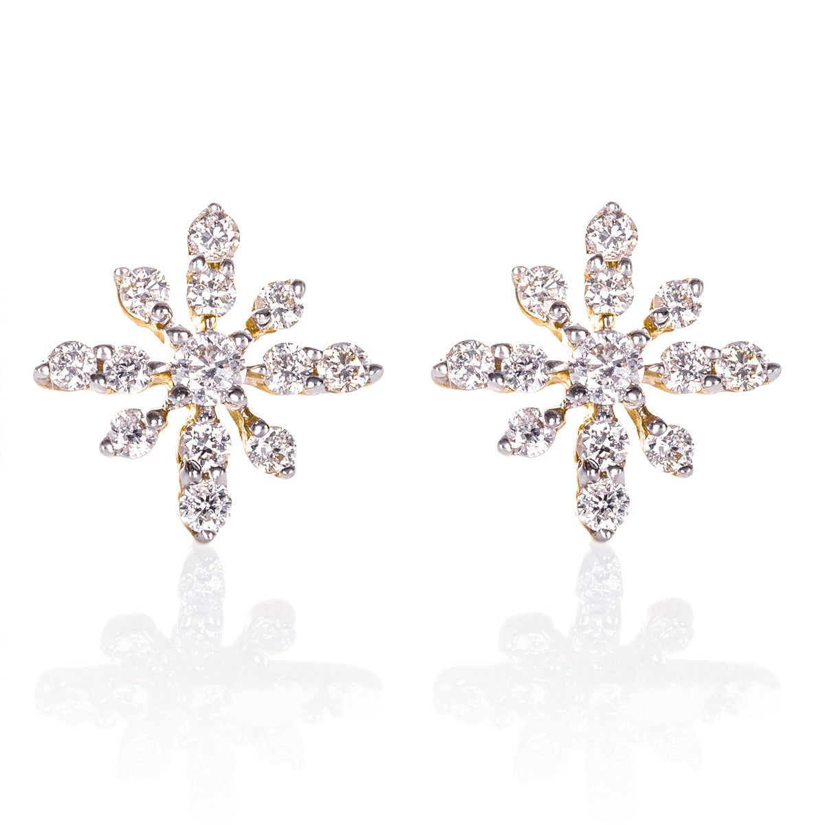 Solid yellow gold diamond stud earrings