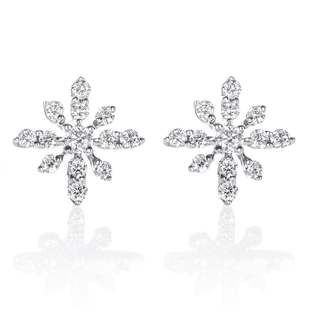 Fleur 0.33ct cluster diamond studs in 9K white gold