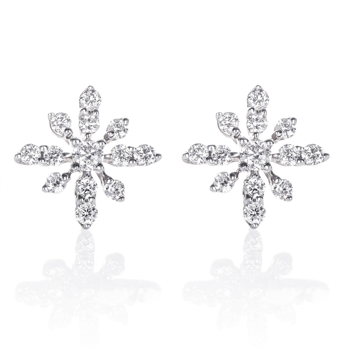 Fleur 0.33ct cluster diamond studs in 9K white gold