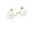 Freshwater pearl with 0.08ct diamond studs in 9K yellow gold