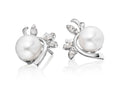 Freshwater pearl with 0.17ct diamond studs in 18K white gold