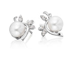 Freshwater pearl with 0.17ct diamond studs in 18K white gold
