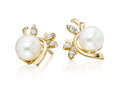 Freshwater pearl with 0.17ct diamond studs in 9K yellow gold