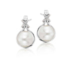 Vintage Freshwater pearl & diamond studs in 18K white gold