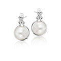 Vintage Freshwater pearl & diamond studs in 9K white gold