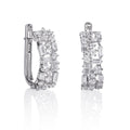 Sterling Silver Hoop Earrings with Round and Baguette Cubic Zirconia Stones
