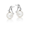 Trinity Freshwater pearl & diamond earrings in 18K white gold