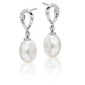 Infinity Freshwater pearl & diamond earrings in 18K white gold